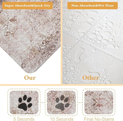 Dog Food Mat for Floors Waterproof Quick Dry Pet Placemat Cat Feeding Bowls Mats for Food and Water, Eco-Friendly Dog Accessories Diatomite Pets Supplies 16" X 24"