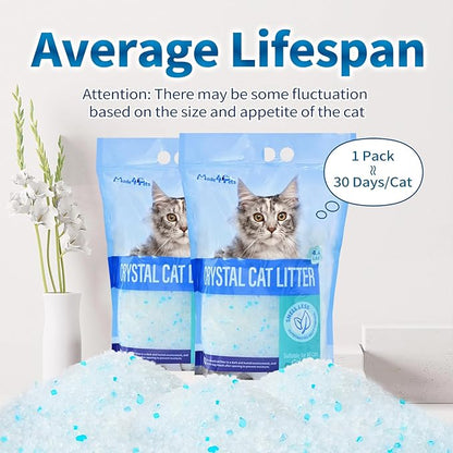 Made4Pets Cat Litter Crystals, Non Clumping Cat Litter Odor Control Kitty Litter Non Clumping No scooping Low Dust, Low Tracking, Lightweight, Dehydrates Waste,Cologne– 25.8 lbs (6 x 4.3 lb Packs)