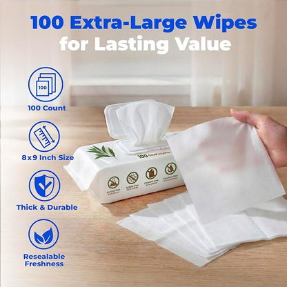Best Pet Supplies 8" x 9" Large Dog Wipes - Cleaning and Deodorizing for Paws and Coat - Gentle Formula with Tea Tree Vitamin E for Puppies and Cats - 400 Count