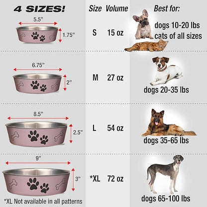 Loving Pets Bella Dog Bowls- Stainless Steel Dog & Cat Bowls - Spill Proof Dog Food Bowl, Cat Bowl, Puppy Essentials & Pet Supplies Great for Home & Travel (Small 10-20 lbs, Grape)