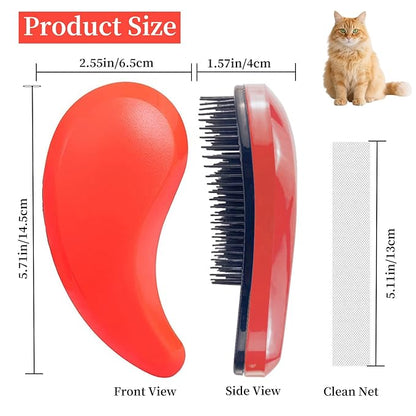 Cat Brush for Shedding - Perfect Grooming Tool for Long-Haired Cats | Deshedding & Hair Remover for Indoor Pets (Orange)