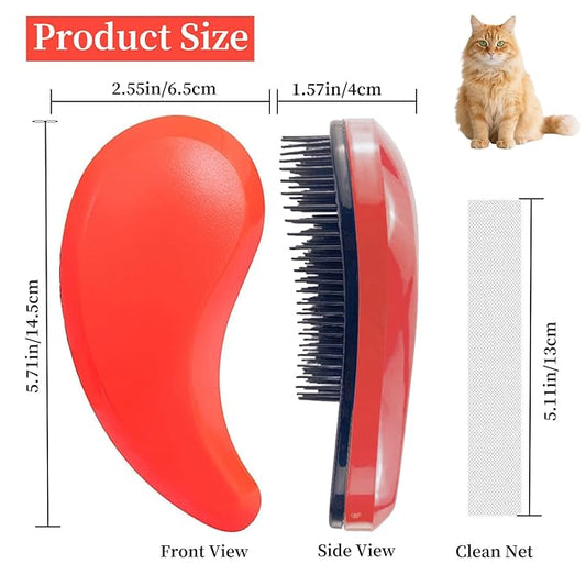Cat Brush for Shedding - Perfect Grooming Tool for Long-Haired Cats | Deshedding & Hair Remover for Indoor Pets (Orange)