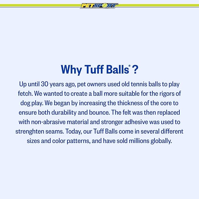 PetSport Mini Tuff Ball - Tennis Balls for Small Dogs, Great for Boredom and Aggressive Chewers, Interactive, Certified Non-Toxic, Won’t Wear Down Teeth - 1.5" (Pack of 2)