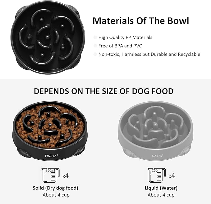 4 Cups Slow Feeder Dog Bowls Large Breed, Anti-Choking Pet Supplies, Maze Dog Food Bowl, Puzzle Feeder That Slow Down Eating 2PCS