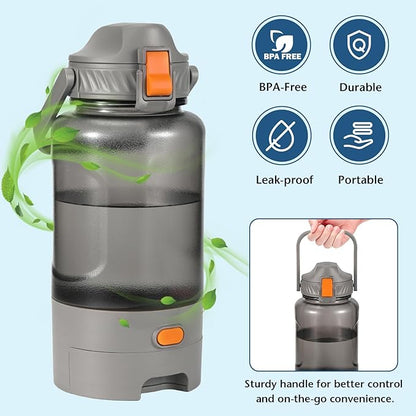 Outdoor Dog Water Bottle 50oz Leakproof Portable Pet Water Dispenser with Handle for Travel Hiking Camping Beach Trips BPA Free Must Have for Active Pets (Grey)