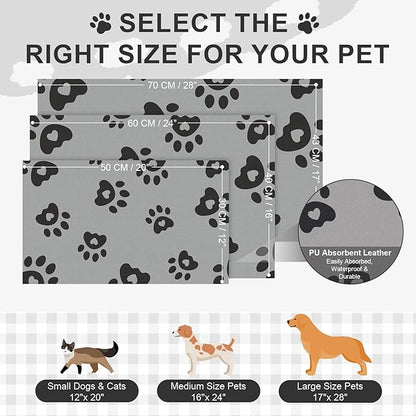 Pet Feeding Mats 12"x20"- Absorbent Dog Mat for Food and Water, Rubber Pet Food Mat, Non Slip Mat for Dogs, Pet Mats for Floor Waterproof, Dog Water Matt for Sloppy Drinker, Cat Feeding Mat, Dark Grey