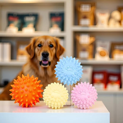 3Pcs Colorful Dog Chew Toys for Aggressive Chewers, Dogs Toy Spiky TPR Ball No Squeak Chew Toy Long Lasting for Aggressive Heavy Chewers Dogs Puppy Teething Training Spiky Rubber Ball Toy