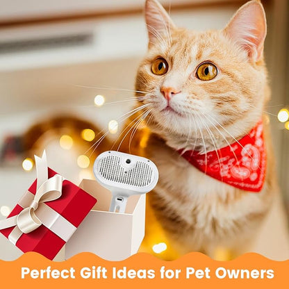 Pet Steam Brush for Indoor Cats & Dogs, Self Cleaning Cat Brush for Shedding & Grooming Supplies, Anti-Static & Anti-Flying Hair Water Mist Spray Hair Removal Comb for Long & Short Haired Animals