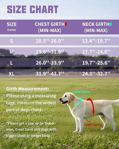 AUROTH Dog Harness and Leash Set, Soft Padded Service Dog Vest with 5.25FT Dog Leash, No Choke, Easy On Pet Vest, Adjustable Reflective No Pull Pet Vest Medium Sized Dog, Easy Walking and Training
