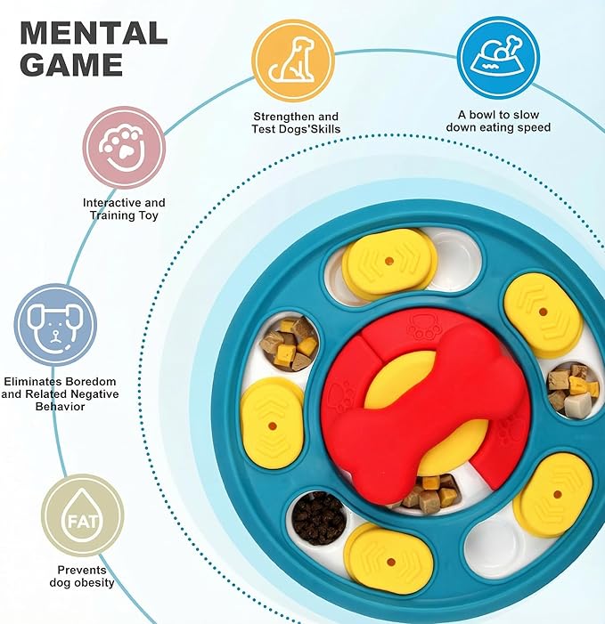 Paw-FECT Piece Interactive Dog Treat Puzzle Toy, Dog Food Slow Feeder for Mental Stimulation, IQ Training, Prevents Overeating & Fast Eating, Helps Fight Obesity, Great for All Pet Sizes/Breeds