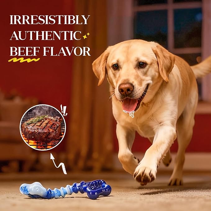 Indestructible Dog Toys for Aggressive Chewers: 2-Pack Tough Chew Toy for Large Dogs, Heavy Duty Long-Lasting Dog Bones for Large Breed, Dog Toys to Keep Them Busy