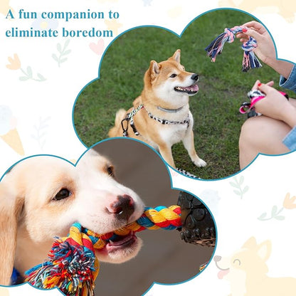 48 Pcs Dog Rope Toys Bulk for Medium and Small Dogs, Multi Color Dental Cotton Puppy Teething Toys 2 Knot Indestructible Chew Tug of War Dog Toys for Aggressive Chewers Supplies