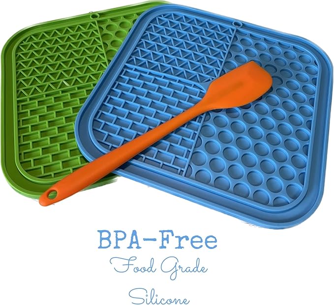 Dog Lick Mat Set of 2 mats with 1 Spatula