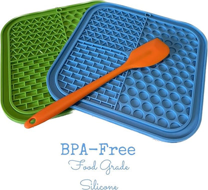 Dog Lick Mat Set of 2 mats with 1 Spatula
