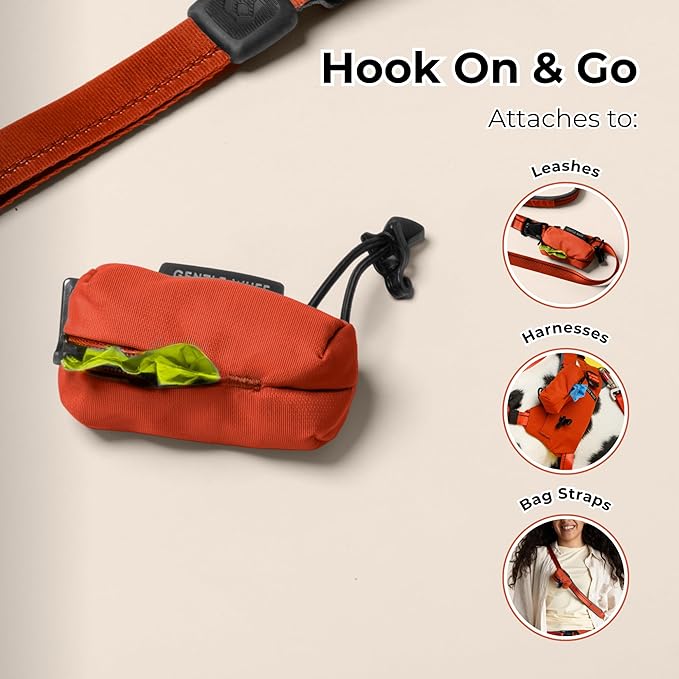 Poo Pouch – Recycled Nylon Dog Waste Bag Holder with Modular Strap Attachment for Walks & Travel (Canyon)