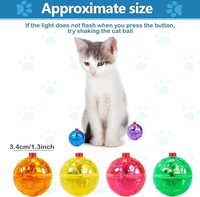 Jecery 9 Pcs Light Up Cat Balls Ghost Hunting LED Motion Activated Cat Toy Interactive Lighted Ball Pet Glowing Mini Running Exercise Toys for Kitten Dog Pet Animals Activity(Multicolor)