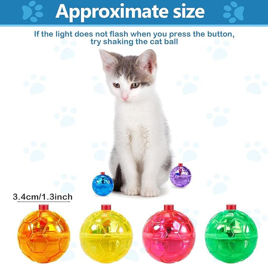 Jecery 9 Pcs Light Up Cat Balls Ghost Hunting LED Motion Activated Cat Toy Interactive Lighted Ball Pet Glowing Mini Running Exercise Toys for Kitten Dog Pet Animals Activity(Multicolor)