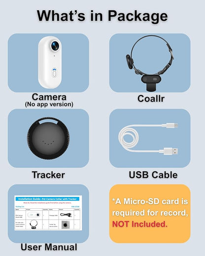 Cat & Dog Camera Collar with Phone APP, 1080P HD Video Recording Pet Camera Collar – Lightweight Pet POV Cam for Curious Cats & Adventurous Pups