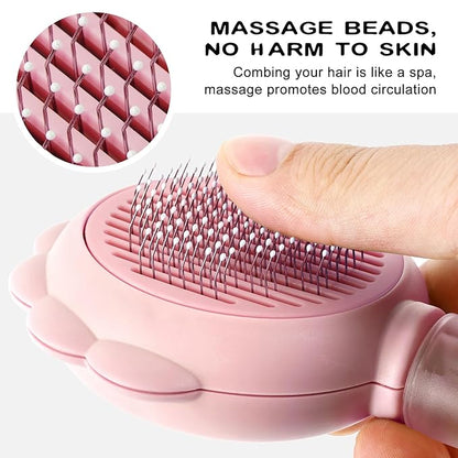 Cat Hair Brush for Shedding, 3-in-1 Pet Spray Hair Removal Comb with Visual Spray & Release Button, Waterproof Dog Grooming Brush for Furry Pet (Pink)