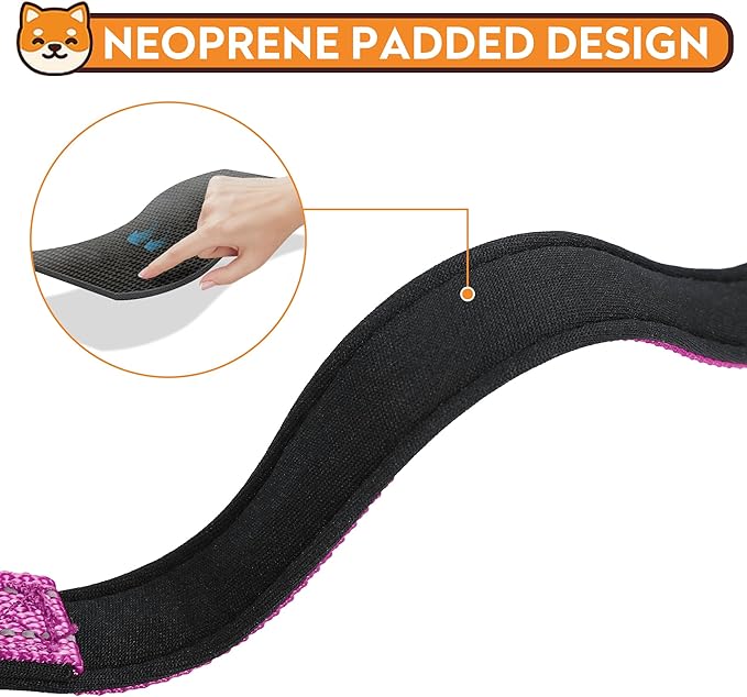 Reflective Dog Collar, Adjustable Soft Neoprene Padded Nylon Pet Collars with Buckle for Large Dogs, Rose Red,L