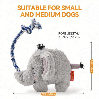 AUSCAT Plush Dog Rope Toy, Durable Squeaky Dog Toys for Puppy Small Medium Dogs (Not for Aggressive Chewers), Crocodile & Elephant & Flamingo