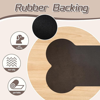 Le couranT Dog Food Plastic Placemat Bone Shaped Water Absorbent Pet Food Mat, Non Slip Placemat for Pets Bowl and Water,Pet Feeding Mat, Quick Dry Water Dispenser Mat, Bone Shaped -16x24 in