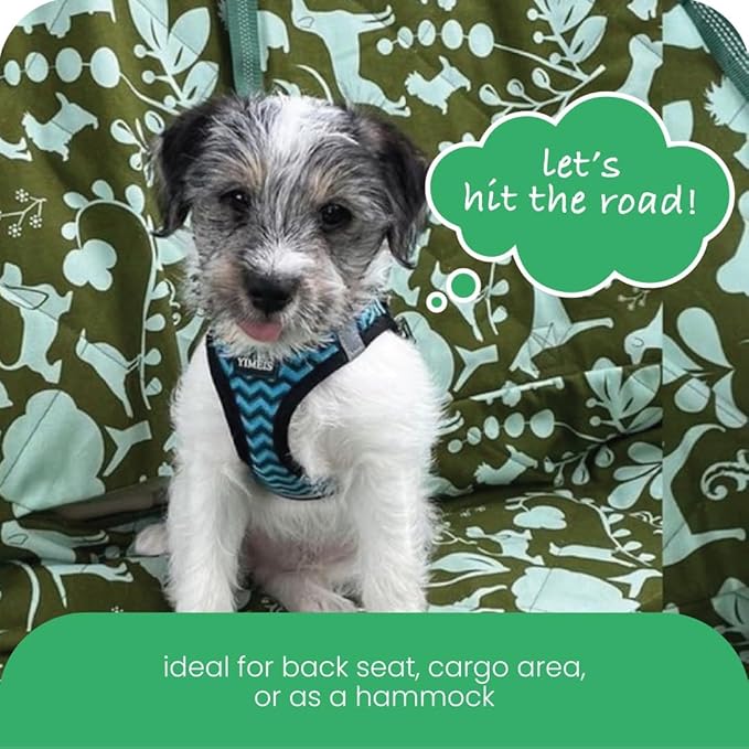 Molly Mutt 3-in-1 Back Seat Cover for Dogs, 100% Cotton Canvas Back Seat Hammock with Headrest Straps, Belt Slots, & Anchors, Non-Skid Cargo Area Cover, Machine Washable, No Harmful Chemicals, 56"x56"