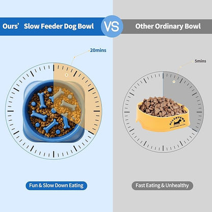 Slow Feeder Dog Bowls, Anti-Choking Puzzle Dog Food Bowls, Anti-Slip Interactive Feeding Slow Down Eating