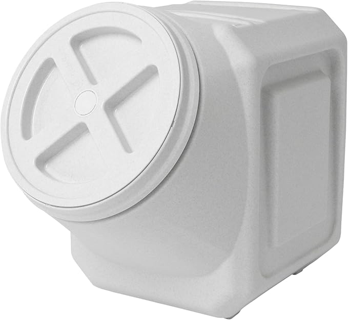 Vittles Vault Traditional Pet Food Storage Container For Dog Kibbles/Bird Seed/Oatmeal/Rice/Flour/Cereal, BPA Free Plastic, Sealed Airtight For Cat Food, Up To 60 lb, Made in USA, With Scoop, Gray