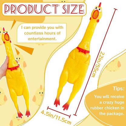 22 Inch Crazy Huge Rubber Chicken,Yellow Squeeze Chicken Toys,Squeaky Chicken Dog Toys,Squawking Prank Novelty Gag Gift