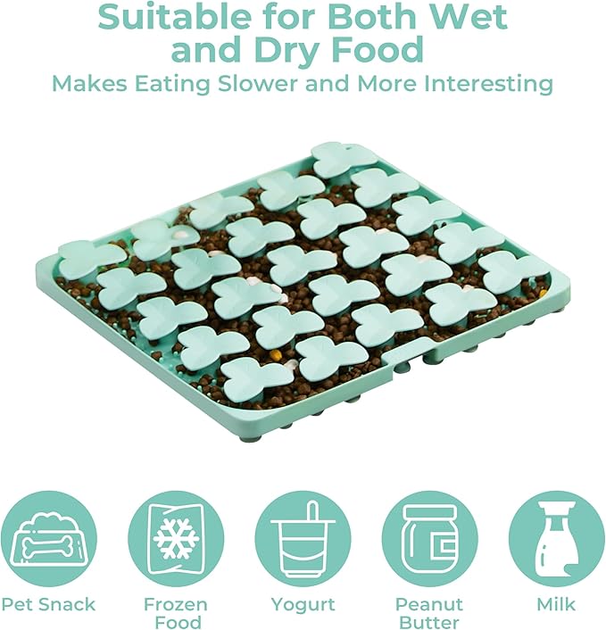 Puzzle Feeder Snuffle Mat for Dogs, Lick Mat for Dogs to Slow Down Eating, Dog Puzzle Toys for Large and Medium Breed Dogs, Silicone Dog Bowls for Dry, Wet, Raw Food, Green