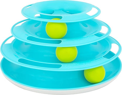 Our Pets Wobble Triple Chase Ball Track Interactive Cat Toy for Indoor Cats with Catnip (Cat Toys; Kitten Toys for Hunting and Chasing w/Rattling; Rolling Balls)
