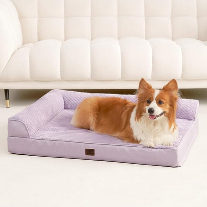 EHEYCIGA XL Dog Bed Memory Foam for Crate, Extra Large Dog Bed Orthopedic with Washable Removable Cover, Waterproof Pet Sofa Couch XLarge Size Dogs, 41x27x6.5, Lilac