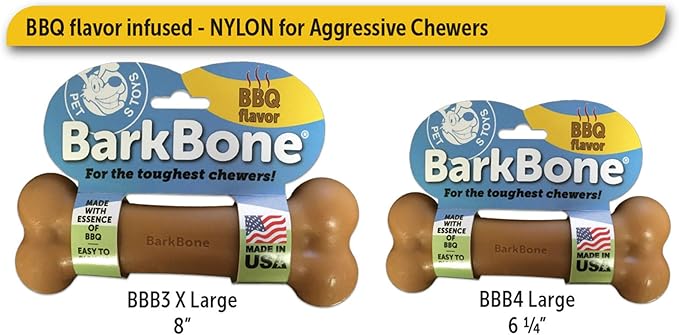 Pet Qwerks Original BarkBone - Nylon Dog Bone for Aggressive Chewers - BBQ Flavor - 6.1", Medium breed