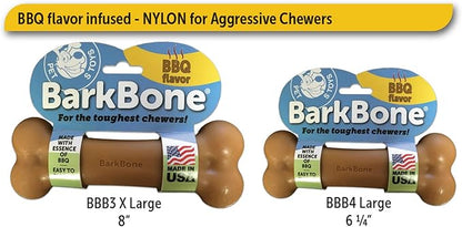 Pet Qwerks Original BarkBone - Nylon Dog Bone for Aggressive Chewers - BBQ Flavor - 6.1", Medium breed
