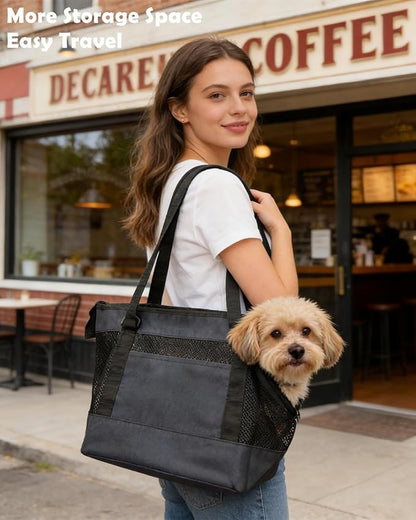 Dog Purse Carrier for Small Dogs with Pocket,Dog Carriers Soft Sided,Pet Carrier Purse for Puppy and Cats Up to16 lbs,Dogs and Puppies Tote Bag Carrier,Collapsible Travel Puppy Carrier