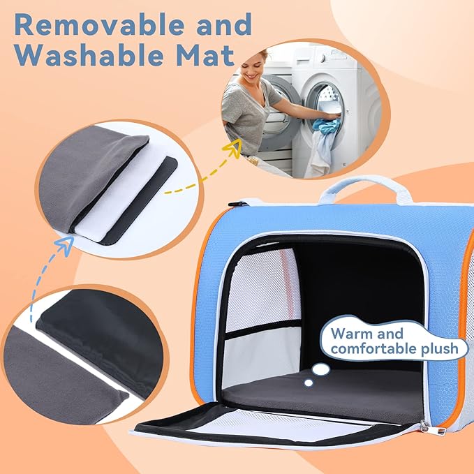 A 4 Pet Cat Carrier, Airline Approved Pet Carrier for Small Medium Cats Dogs Puppy with Safety Tether, Lightweight EVA Soft-Sided Bag, Anti-Collapse for Plane Car Train Vet