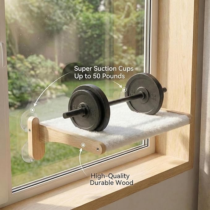 Cat Window Perch with Bird Feeder – Upgraded Bird Watching Solution for Indoor Cats, Foldable Cat Hammock Seat with Strong Suction Cups, Relieves Boredom & Stimulates Natural Instincts