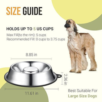 PEGGY11 Stainless Steel Slow Feeder Dog Bowl - Holds 5 Cups, for Large Size Dog