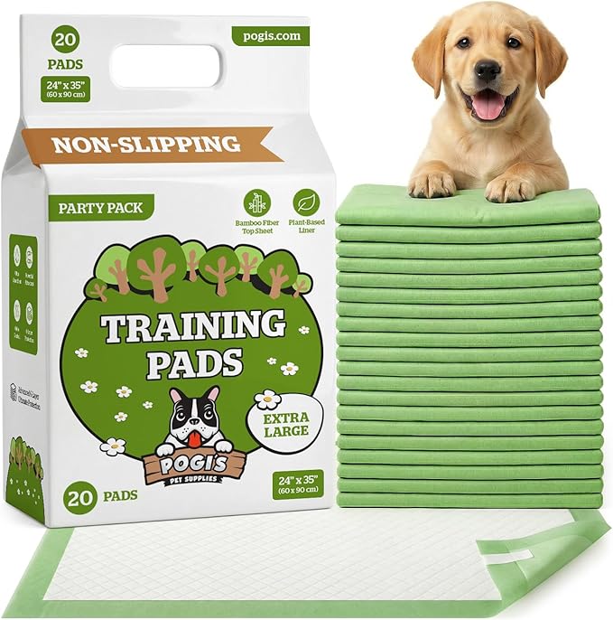 Pogi’s Potty Pads with Sticky Tabs – XL, Super Absorbent, Odor Blocking, 20-Count (24x35in)
