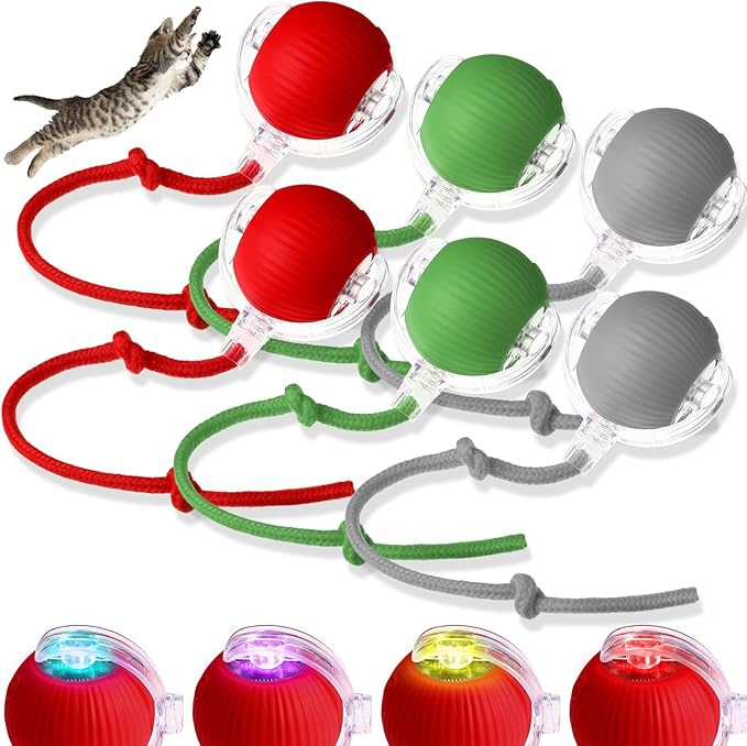 6 Pack Interactive Cat Ball Toy 360° Automatic New Interactive Rolling Ball Rechargeable Gifts for Cat Dog Lovers Indoor Exercise Electric Self Rolling Toy Large and Small Puppy Kitten Bulk