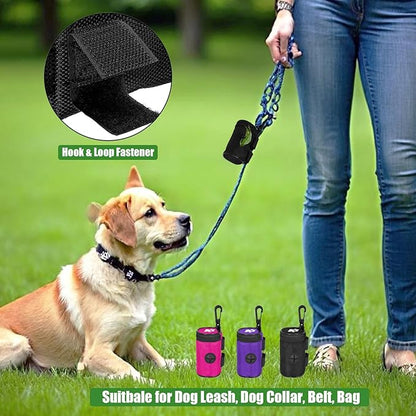Dog Waste Bag Dispenser Pet Poop Bags Holder for Doggie Waste Bags Dispensers Soft Fabric Zipper Small Doggy Puppy Pouch for Leash Accessory Attachment with Carrier,Paw Print, No-XYBpurple