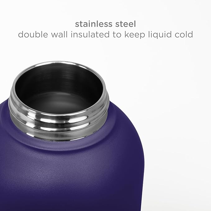 Ubbi Pet x Karim Rashid Pup & Me Insulated Dog Water Bottle with Detachable Bowl, 32 oz Stainless Steel Portable Travel Bottle for Dogs and Owners, Purple