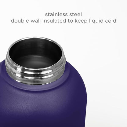 Ubbi Pet x Karim Rashid Pup & Me Insulated Dog Water Bottle with Detachable Bowl, 32 oz Stainless Steel Portable Travel Bottle for Dogs and Owners, Purple