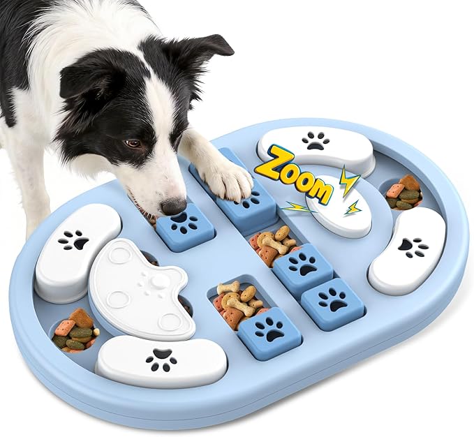 Dog Puzzle Toy, Interactive Treat Puzzle for IQ Training & Mental Stimulation, Non-Slip Slow Feeder Enrichment Boredom Buster for Puppies Small Medium Large Dogs Cats, Gray Gift