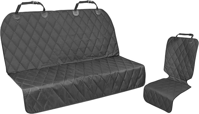 VIVAGLORY Dog Seat Covers + Front Dog Car Seat Cover, No-Skirt Design Anti-Slip Backing