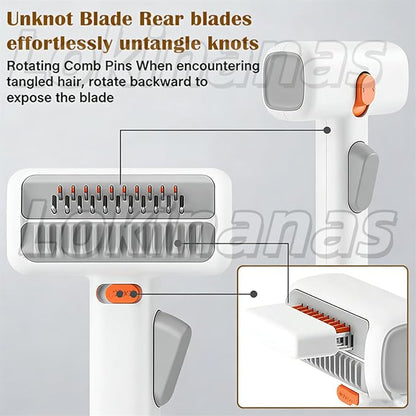 2026 New 2-in-1 Pet Self-Detangling & Grooming Comb, 2-in-1 Pet Comb Untangle & Remove Tangles One-Touch Switch, Pets Grooming Brush Detangle, Deshed, Massage for Dogs & Cats (2PCS)