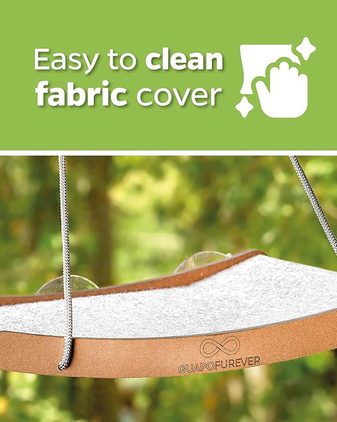 Durable Window Cat Bed – Eco, Heavy-Duty Suction Cups, cat Window Hammock & Washable Cover, Space-Saving Window Seat, Strong Suction Cup Window Perch for Indoor Felines (Medium)