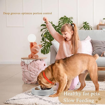 ZUFECY Slow Feeder Dog Bowls, Stainless Steel Slow Feed Bowl for Dogs and Cats, Dual Function Slow Food & Snack Bowls, Equipped with Brush and Scraper