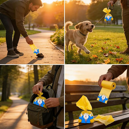 Funny Dogs Poop Bags Shit Bag 60 Count The Most Presidential Poop Bag Ever Unscented Leakproof Extra Thick Pet Waste Bags Novelty Gag Gift White Elephant Gifts for Cat Dog Walking & Cleaning